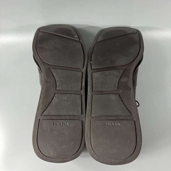 100% Authentic Prada Squared-toe Brown Leather Oxford Shoes, 10 main image 5